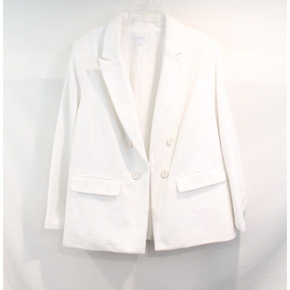 LIZ CLAIBORNE Blazer Jacket size 18W White Lined Twill Faux Double Breasted